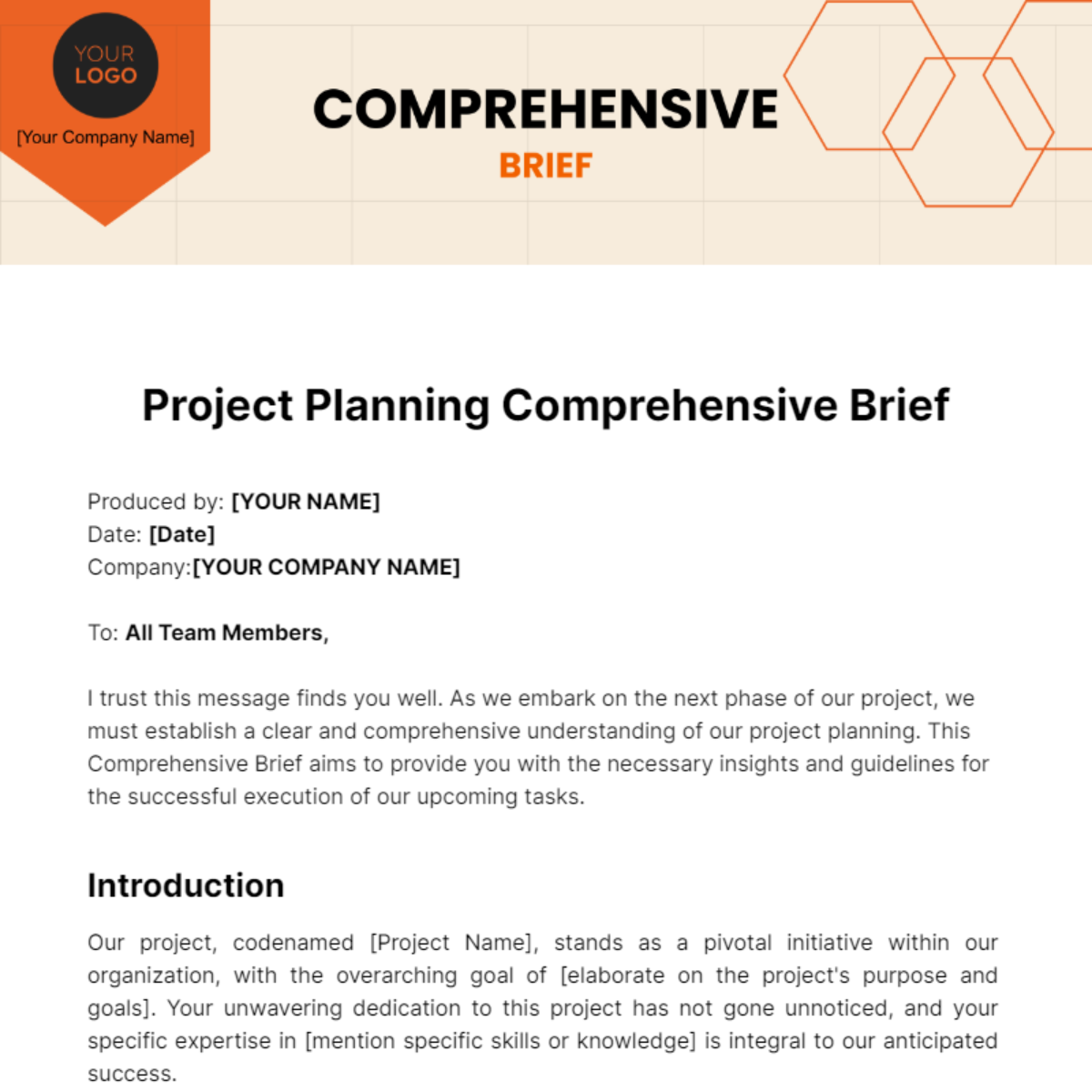 Comprehensive Brief Template - Edit Online & Download