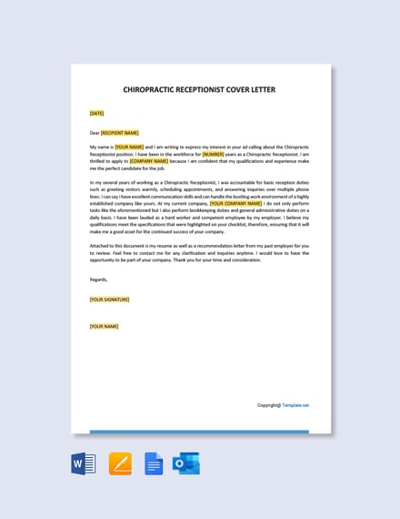 Free Chiropractic Receptionist Cover Letter 