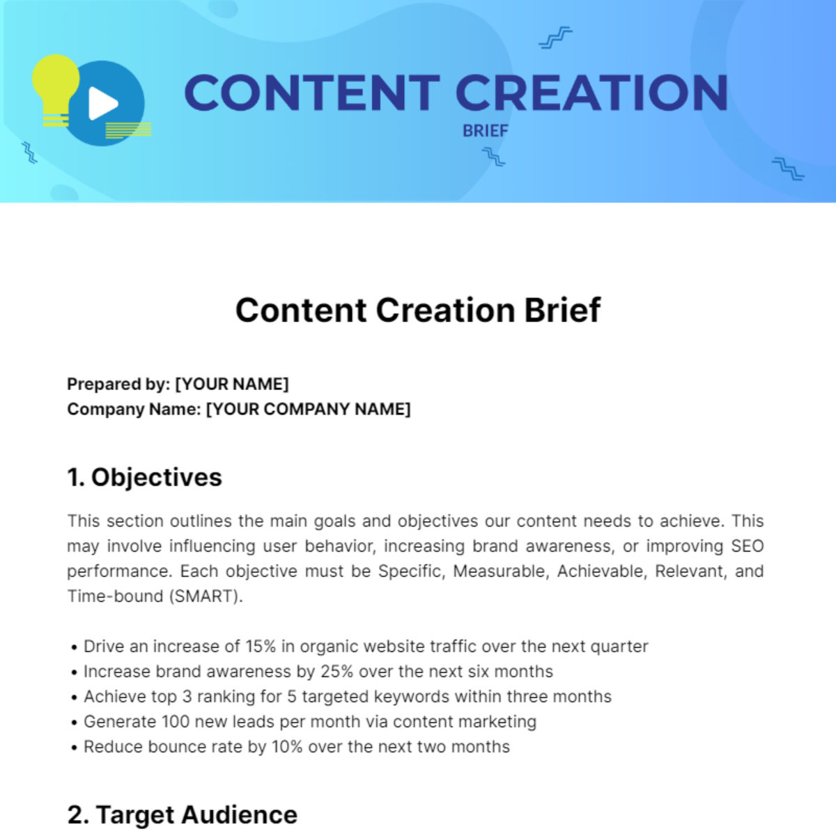 Content Creation Brief Template