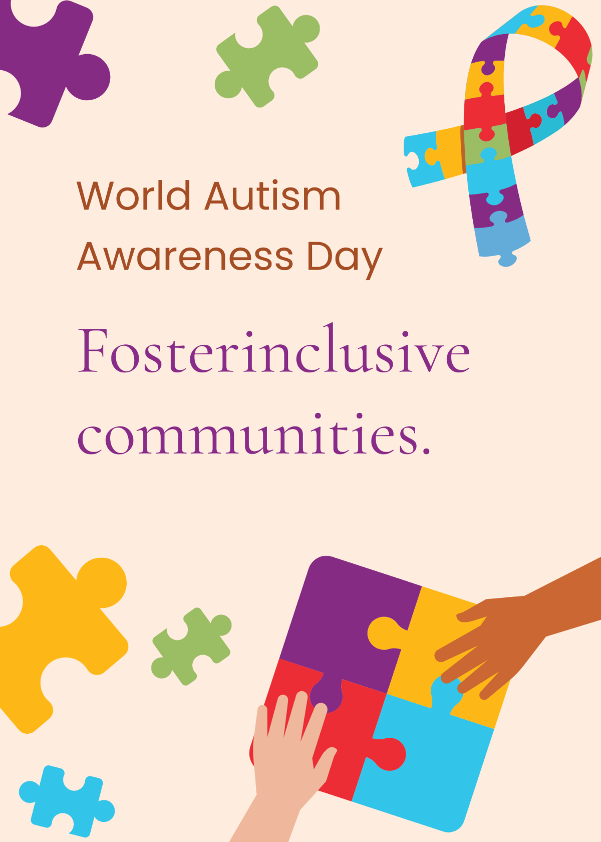 World Autism Awareness Day Greeting Card Template