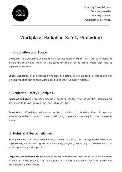 Free Workplace Radiation Safety Procedure Template to Edit Online
