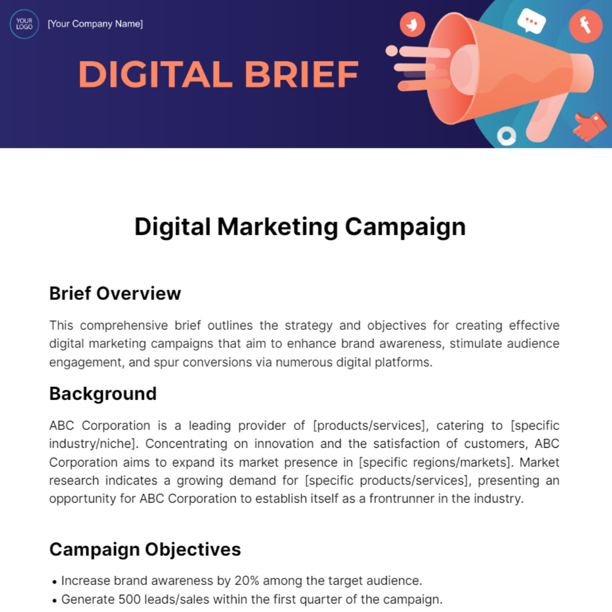 Digital Brief Template - Edit Online & Download