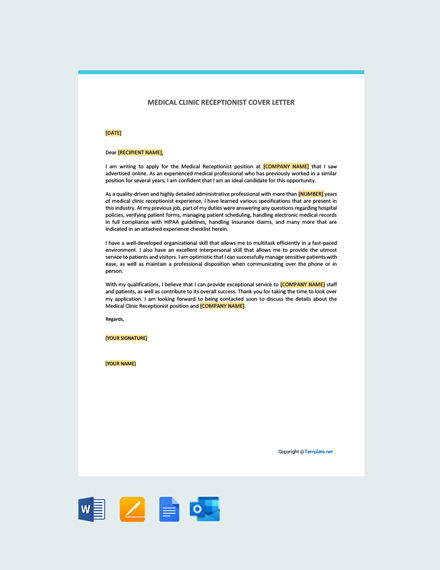 8+ FREE Medical Receptionist Cover Letter Templates [Edit ...