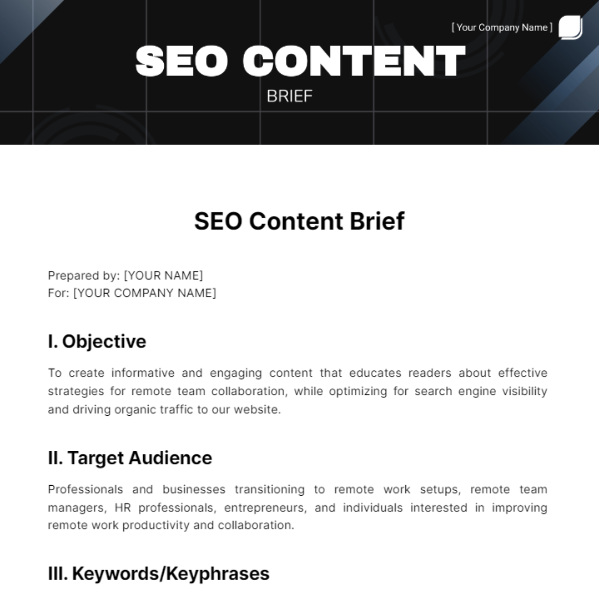 Seo Content Brief Template