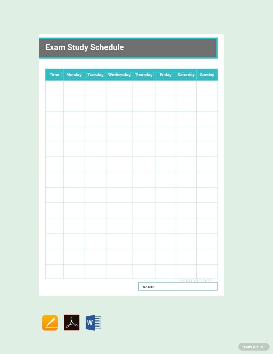 Exam Study Schedule Template