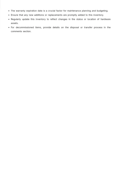 Free Hardware Inventory Template to Edit Online