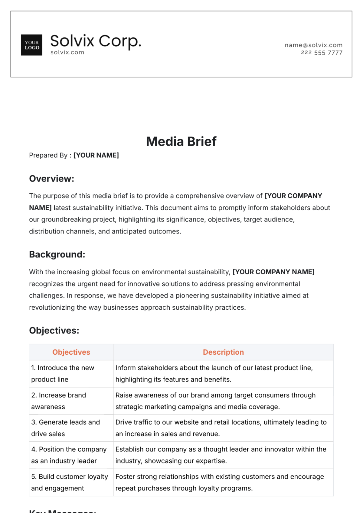 Media Brief Template - Edit Online & Download