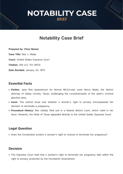 Free Notability Case Brief Template to Edit Online