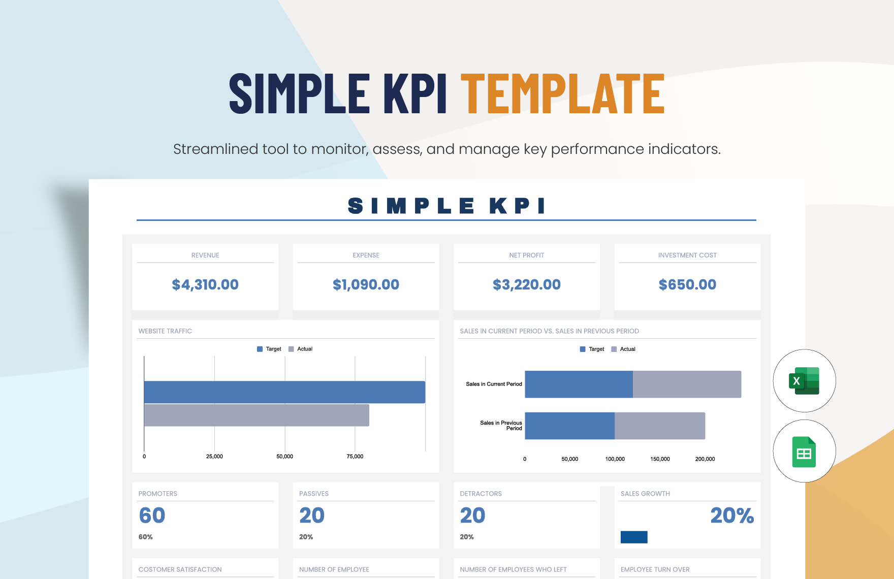 Simple KPI Template in Excel, Google Sheets - Download | Template.net