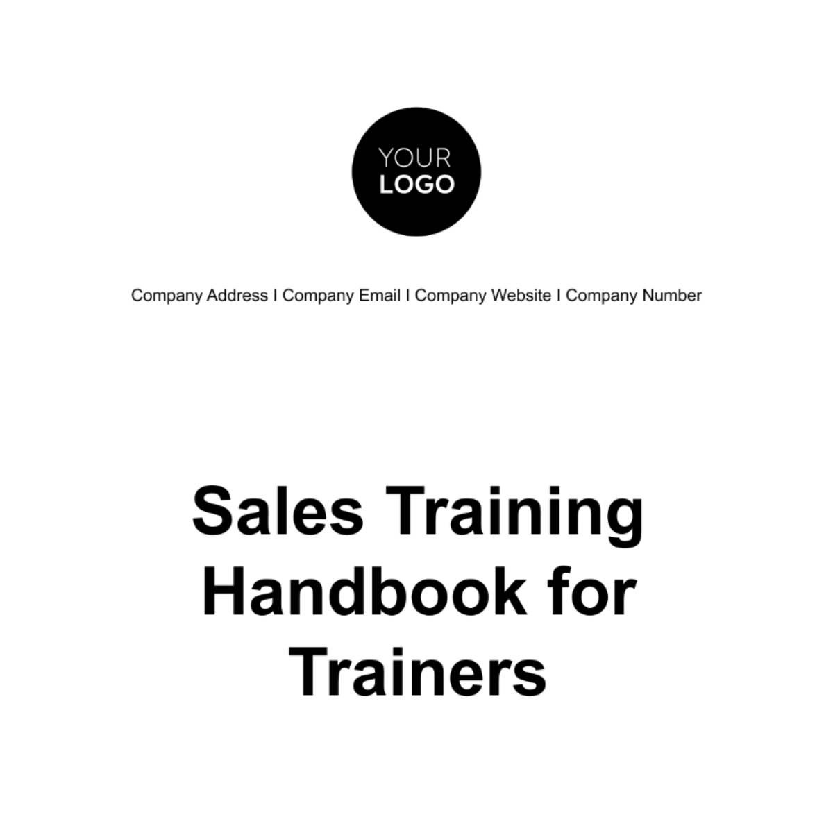 Free Sales Training Handbook for Trainers Template