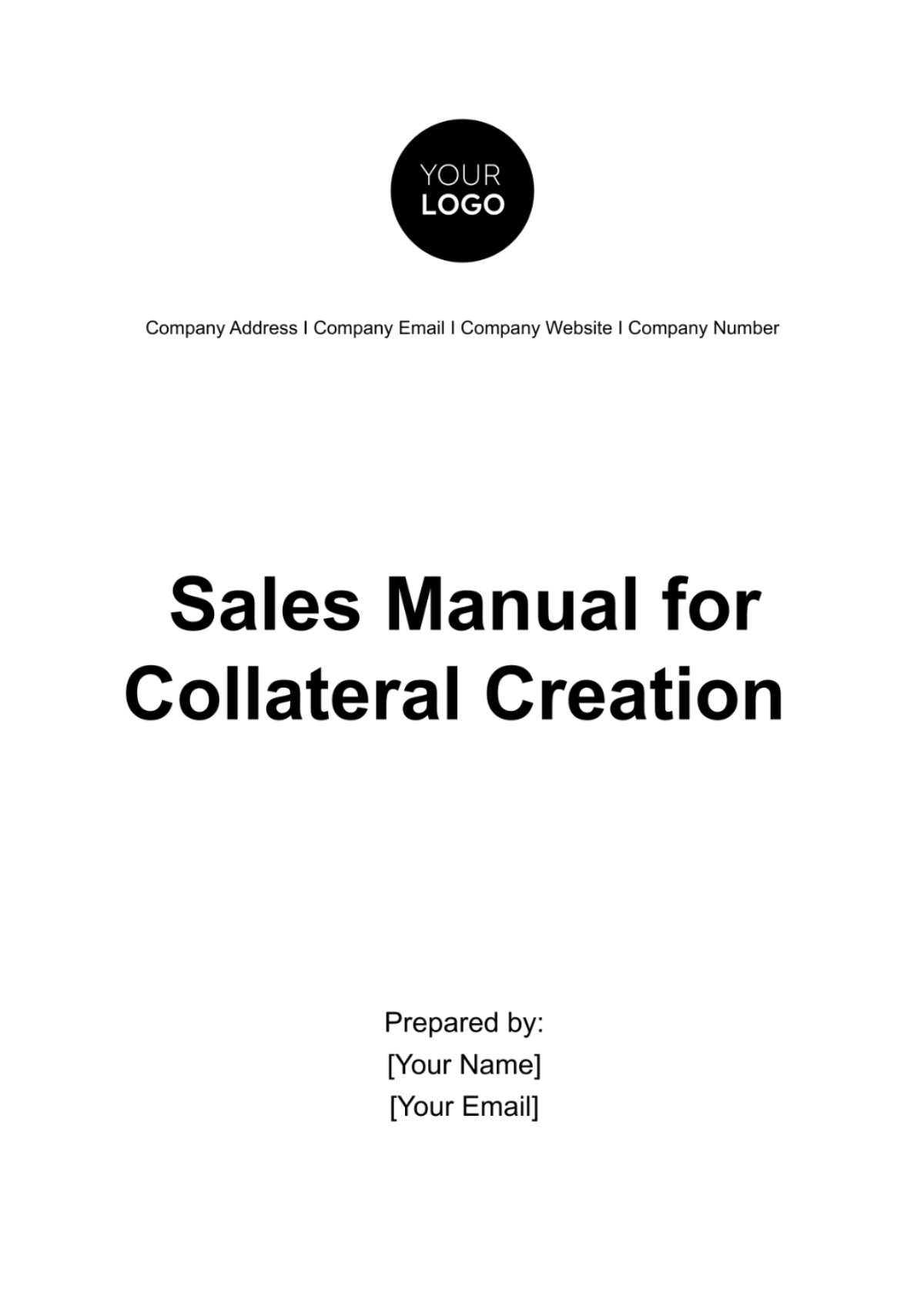 Free Sales Manual for Collateral Creation Template