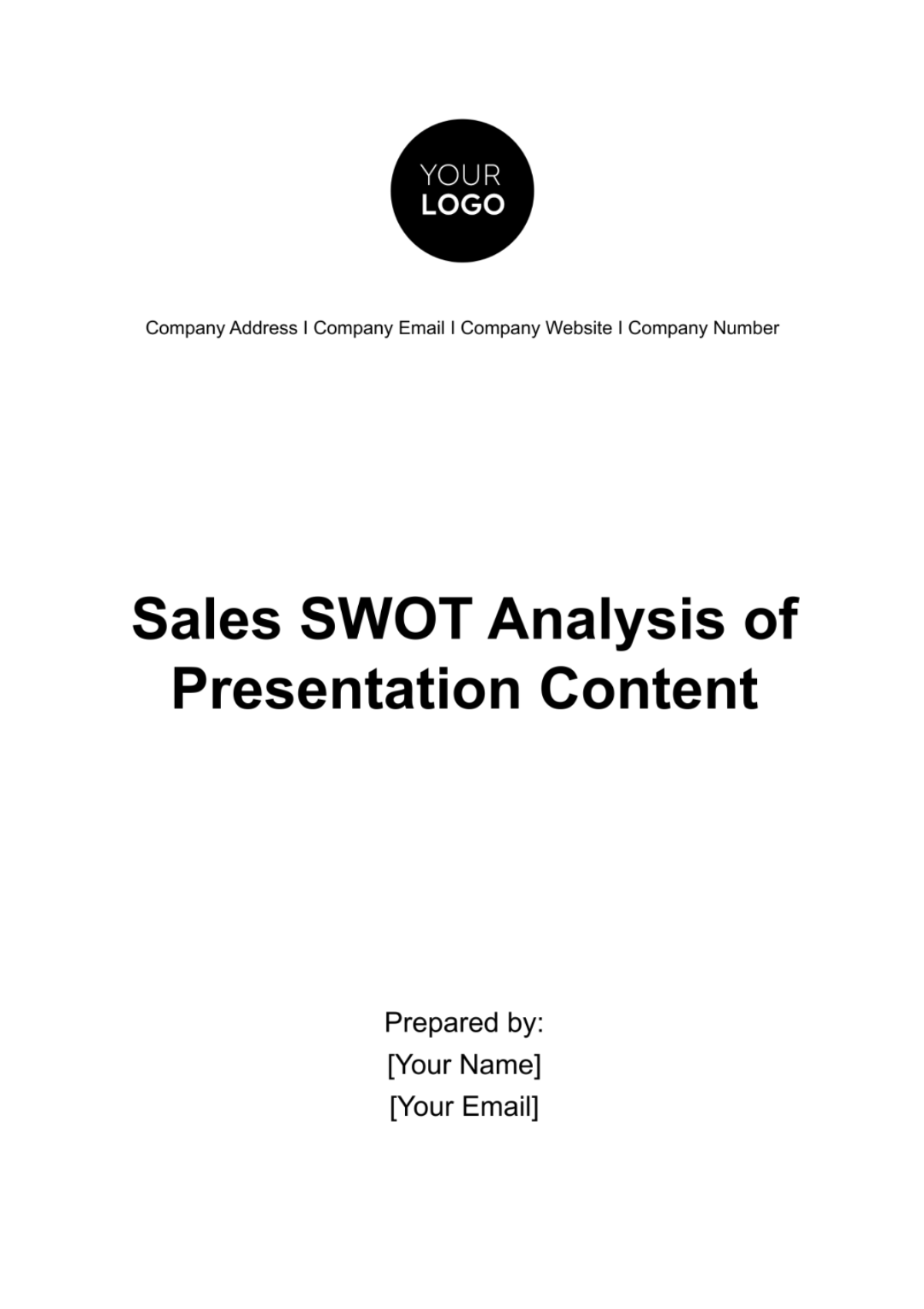 Sales SWOT Analysis of Presentation Content Template - Edit Online & Download