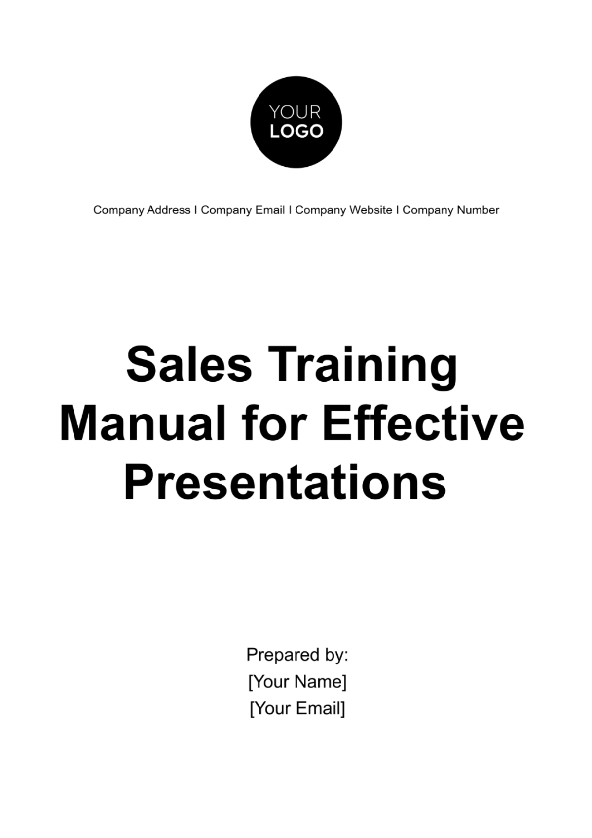 Free Sales Training Manual for Effective Presentations Template