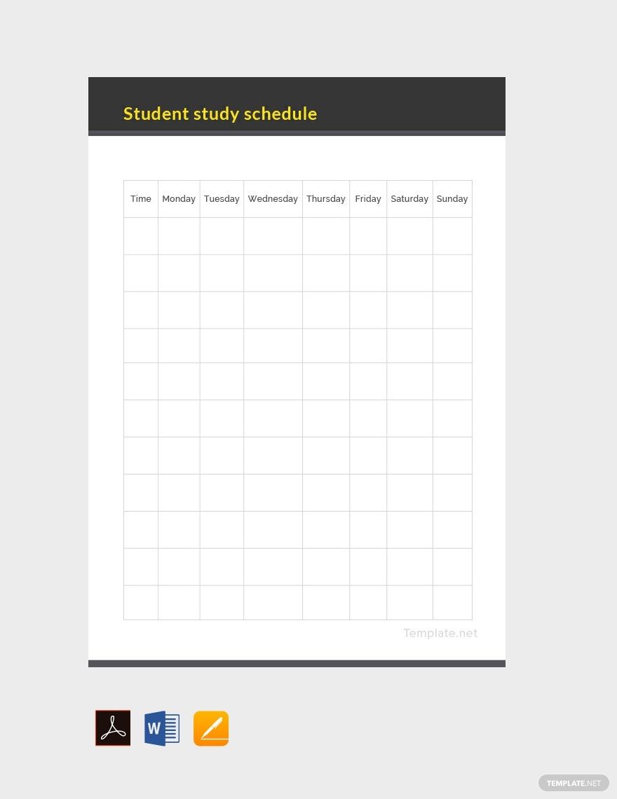 Free Student Study Schedule Template
