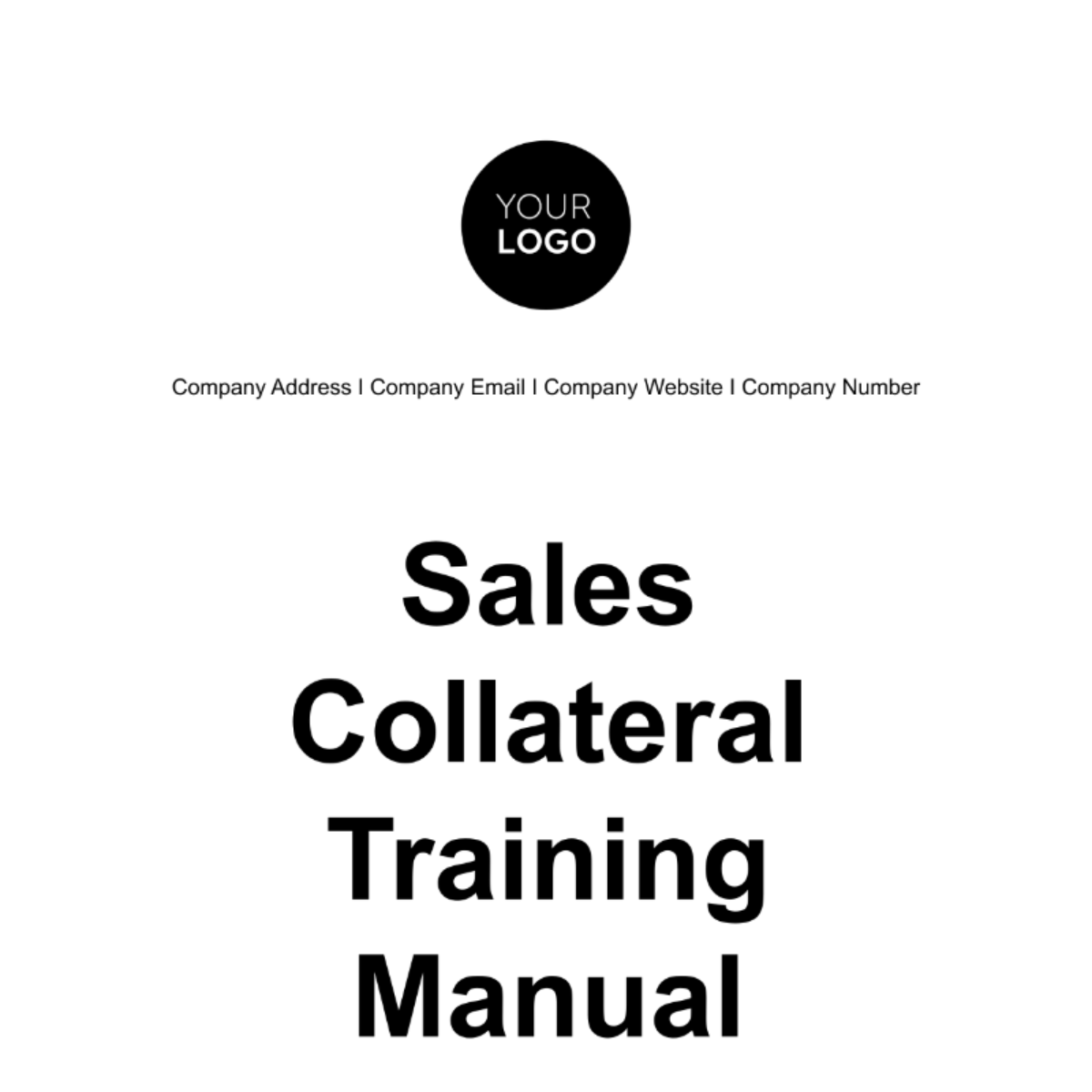 Sales Collateral Training Manual Template