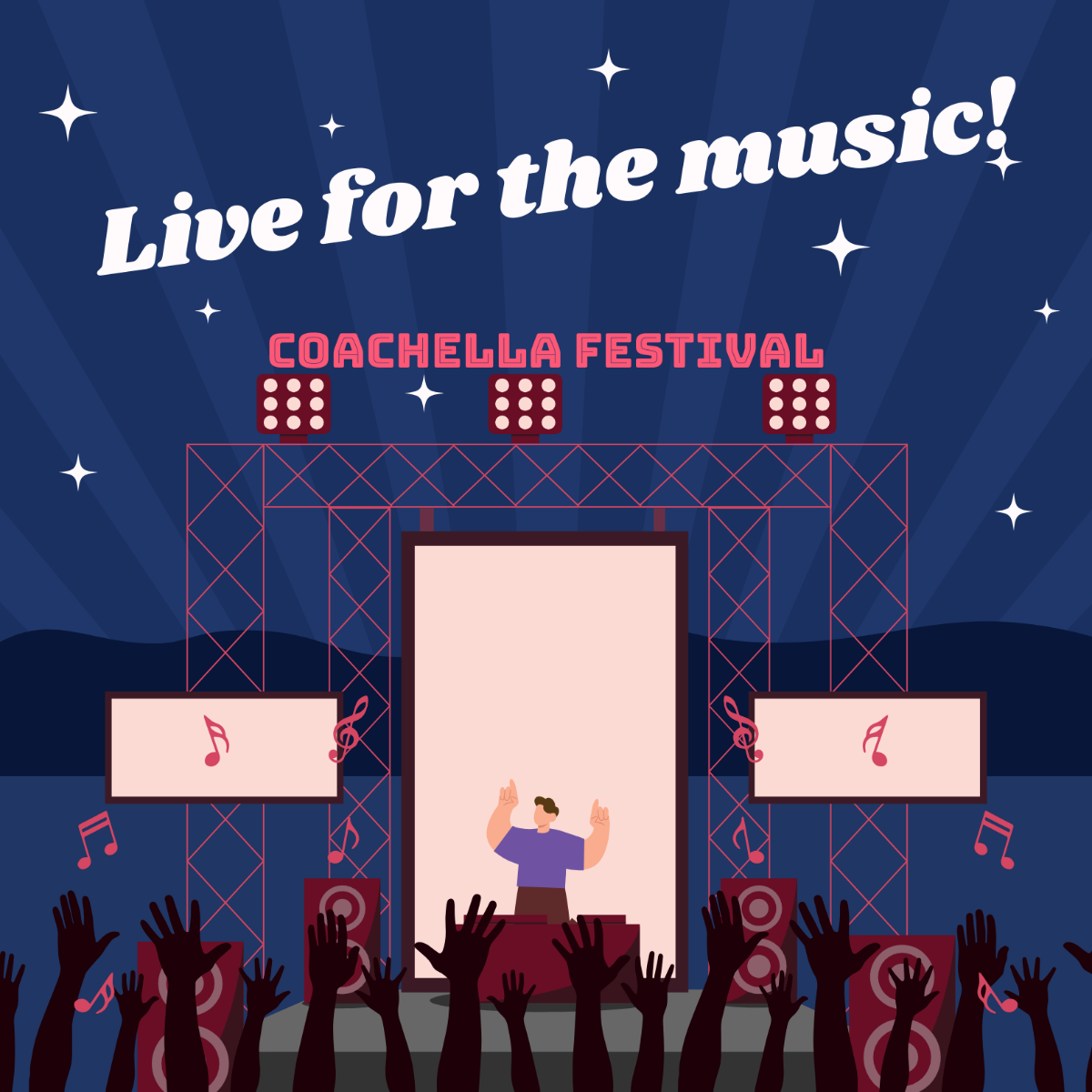 Free Coachella Festival LinkedIn Post Template