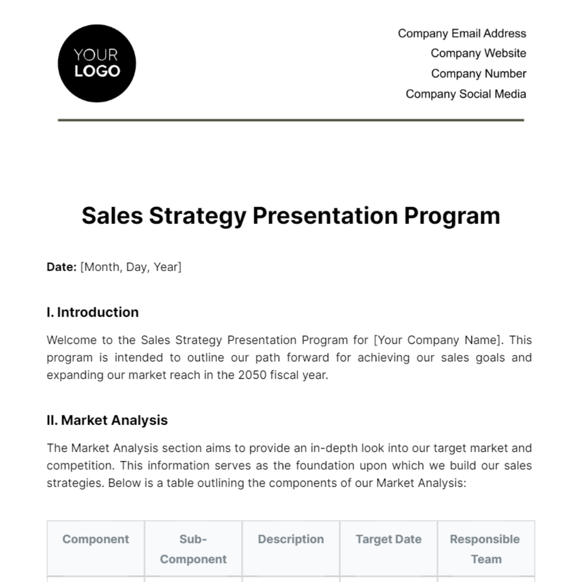 Sales Strategy Presentation Program Template