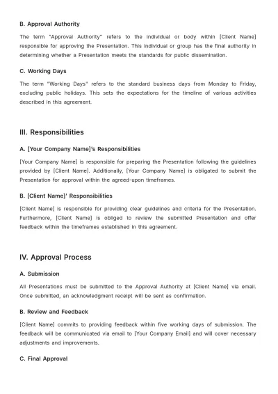Free Sales Presentation Approval Agreement Template to Edit Online