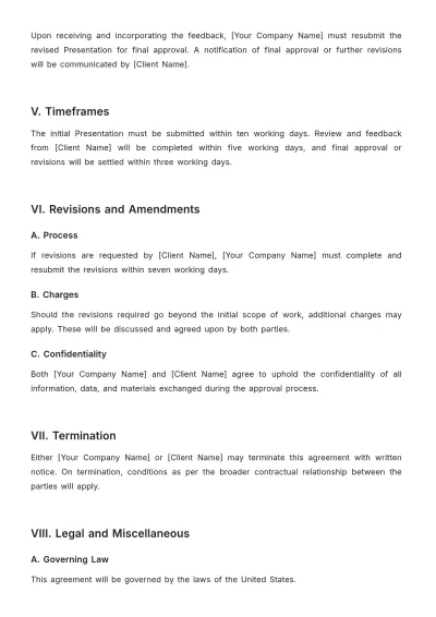 Free Sales Presentation Approval Agreement Template to Edit Online