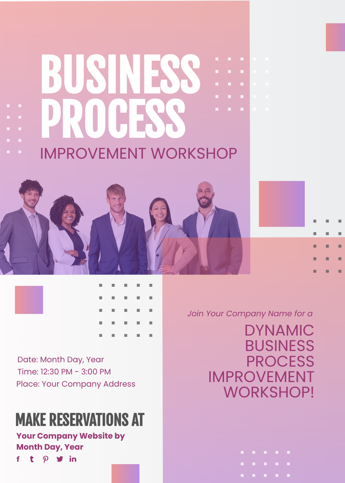 Free Business Process Improvement Workshop Invitation Card Template