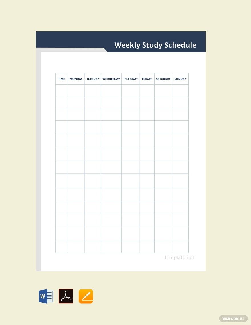 Weekly Study Schedule Template