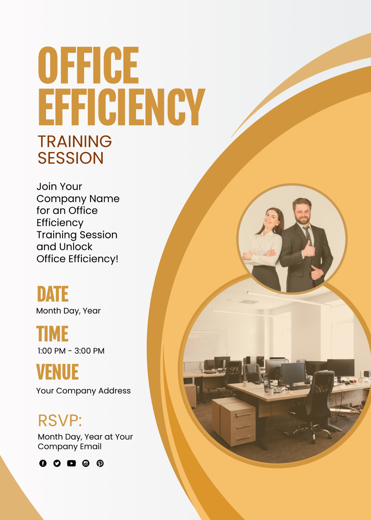 Free Office Efficiency Training Session Invitation Card Template