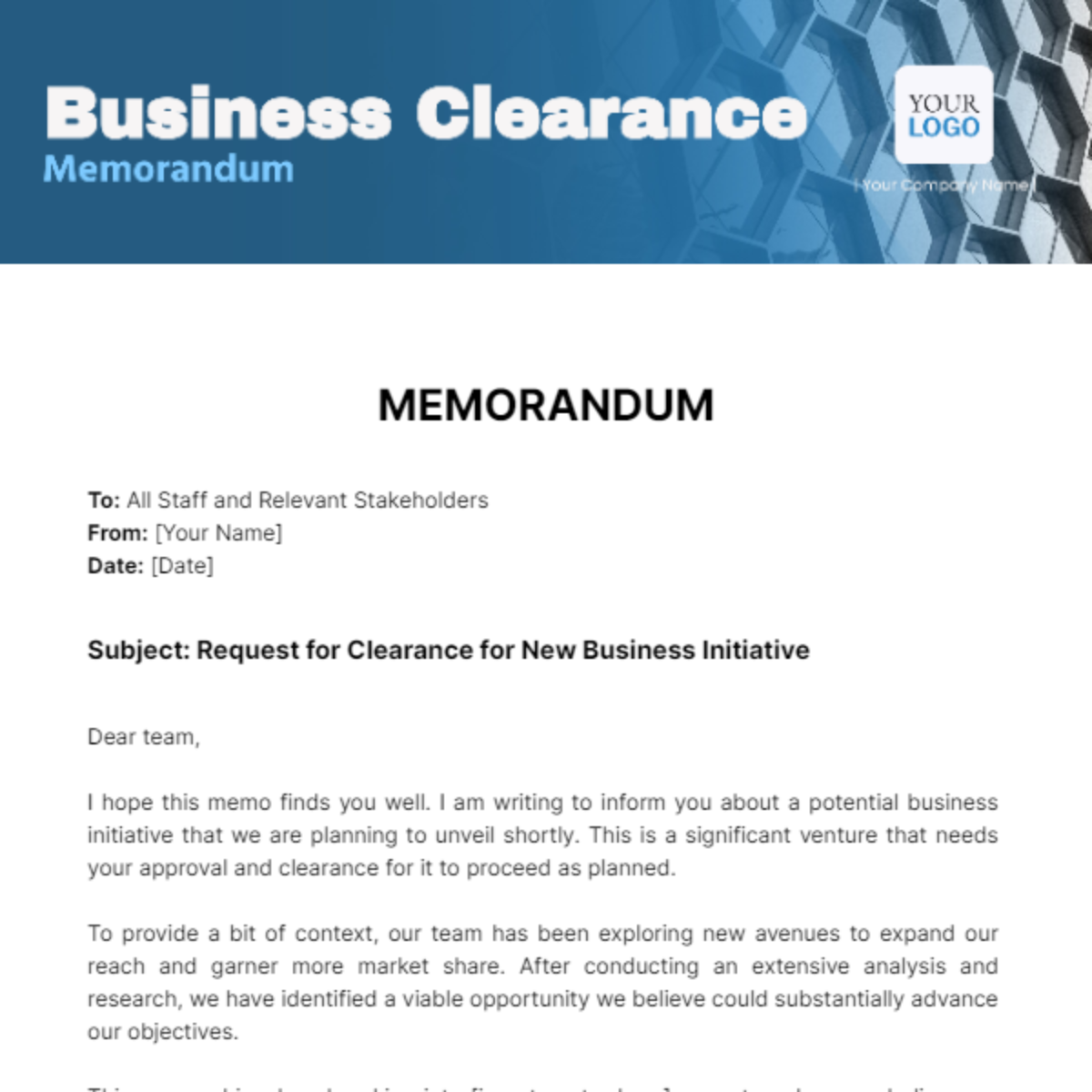 Free Business Clearance Memorandum
