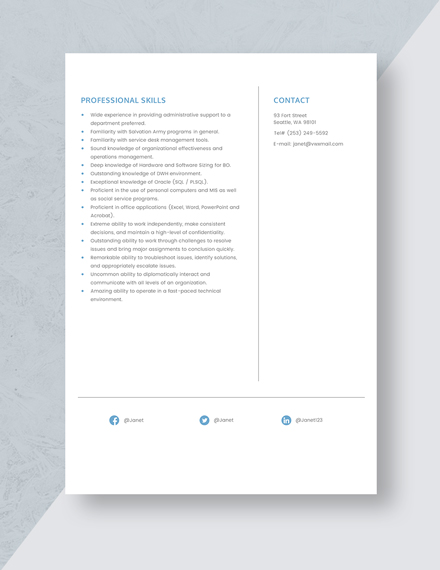 Business Admin Resume Template