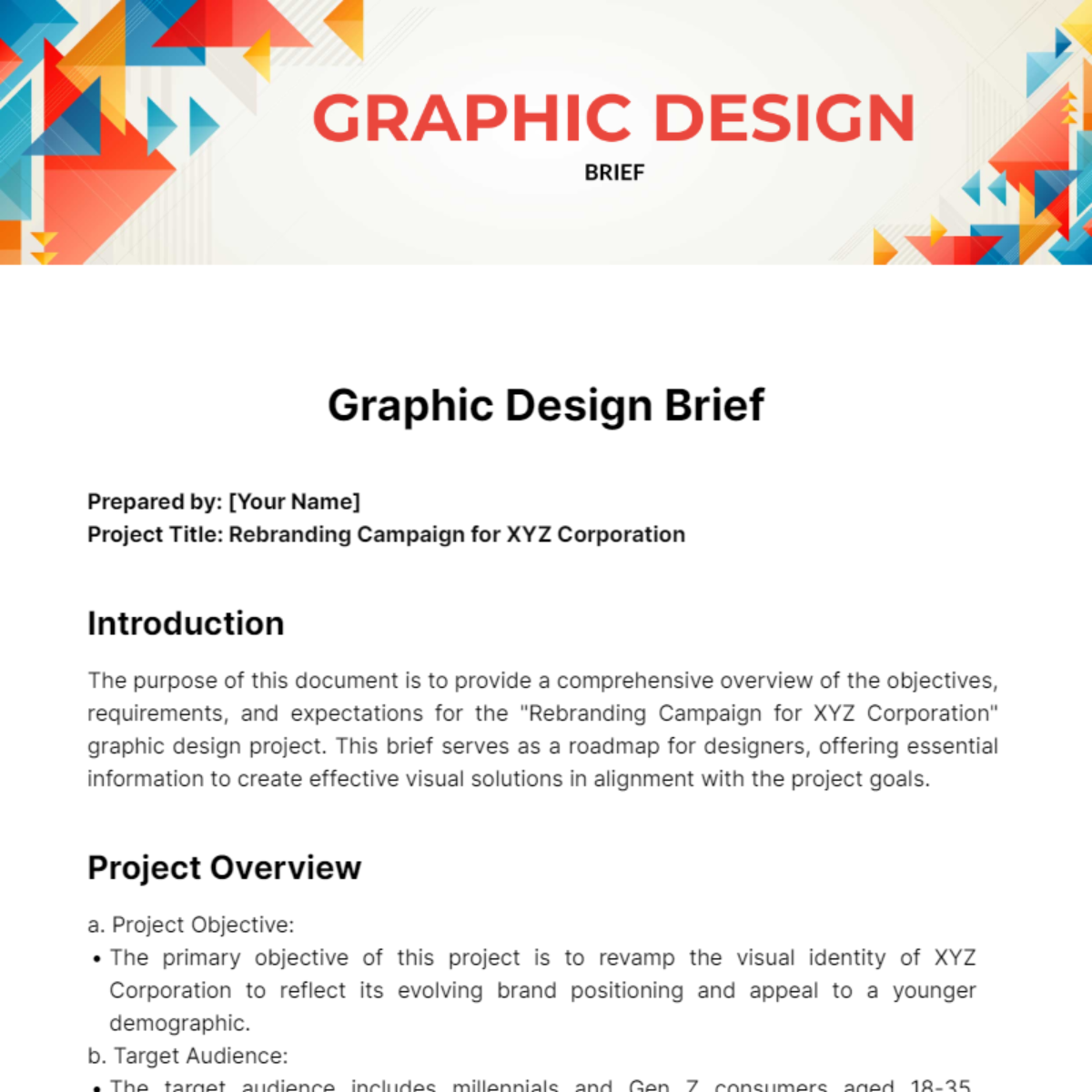 Graphic Design Brief Template