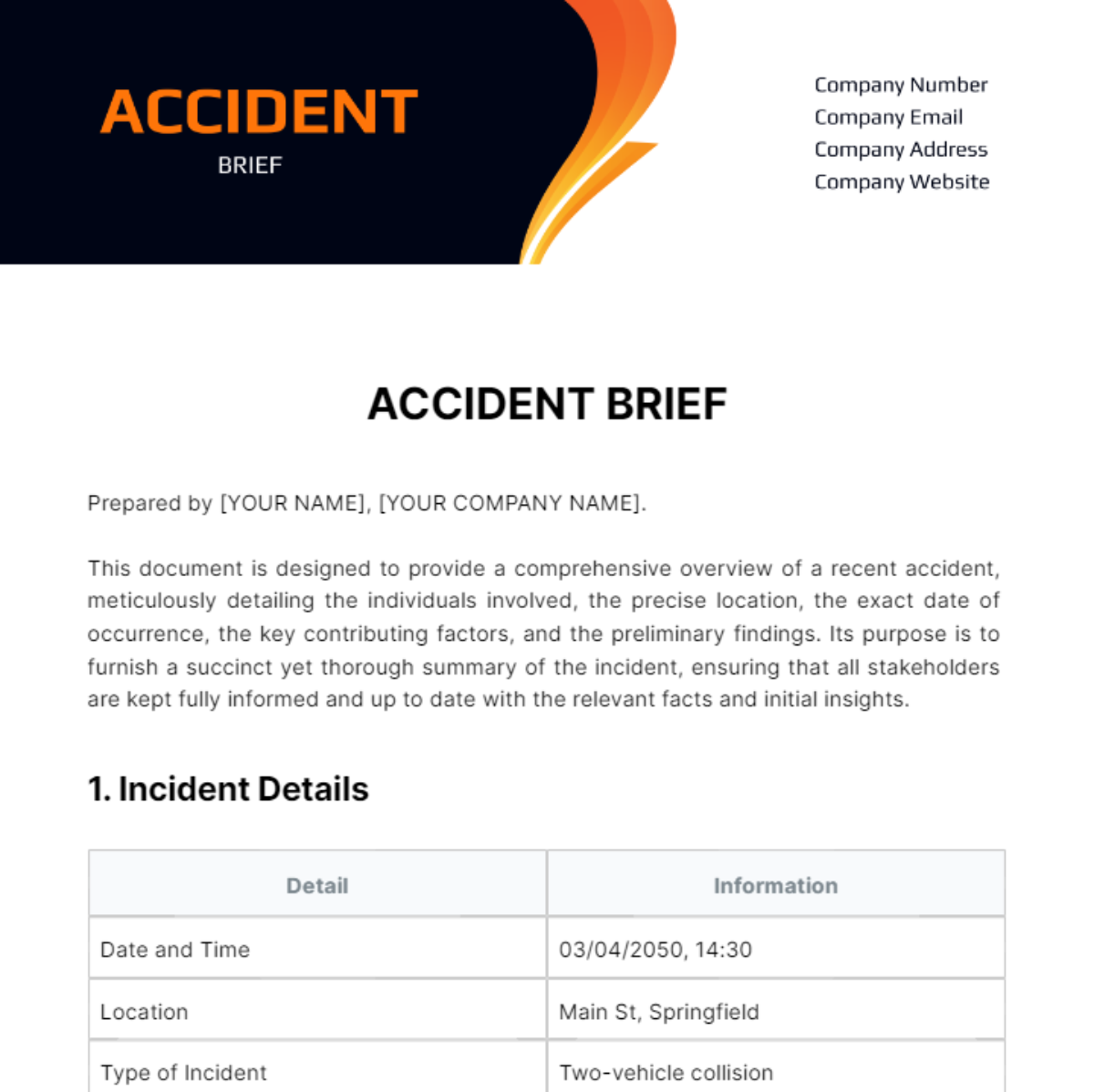 Accident Brief Template