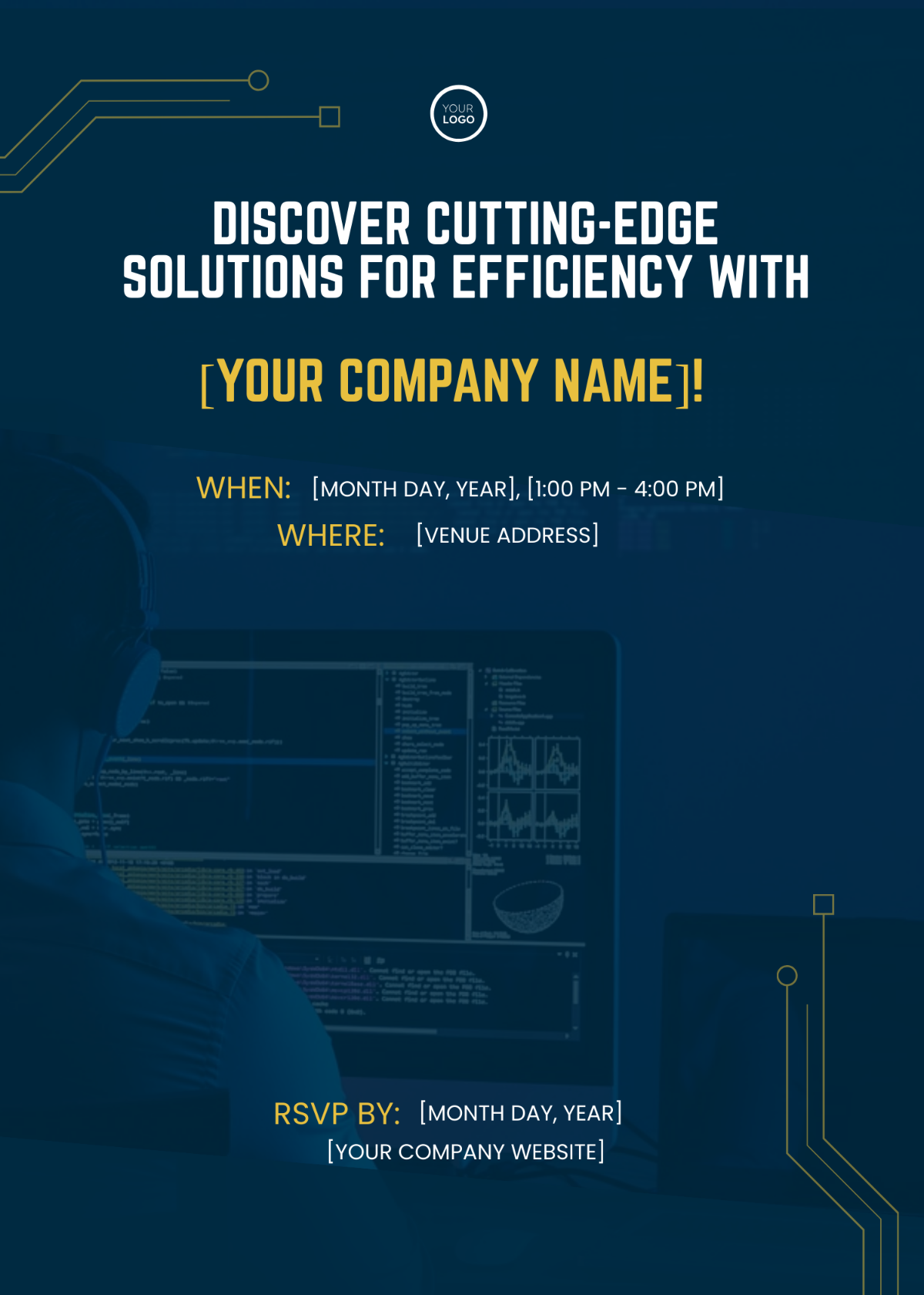 Free Administrative Technology Solutions Expo Invitation Card Template