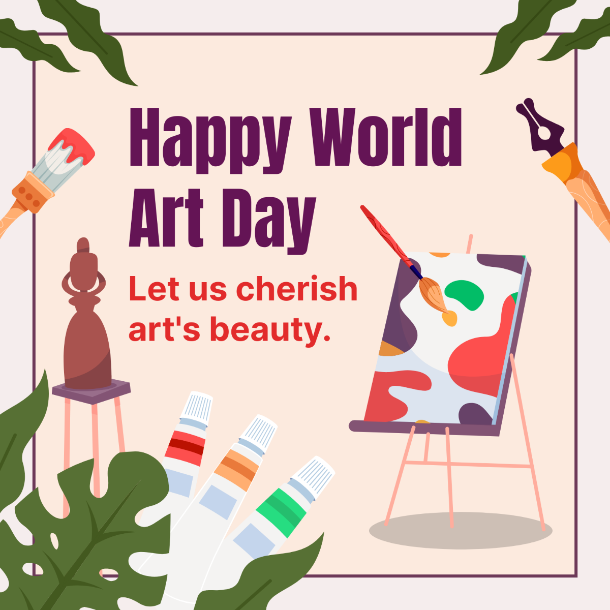 World Art Day WhatsApp Post Template