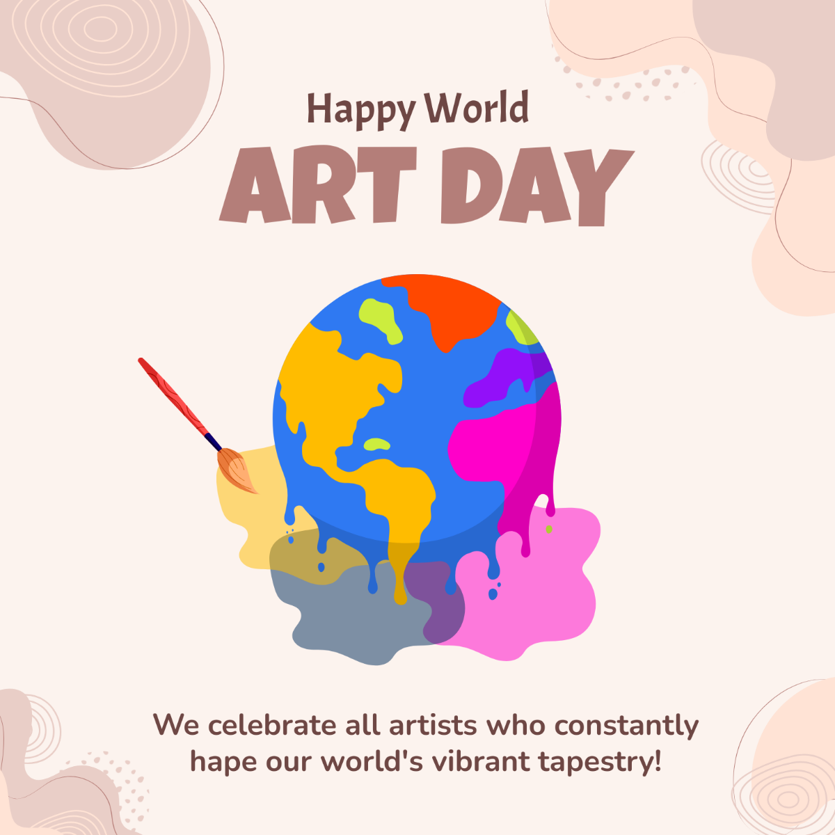Free  World Art Day LinkedIn Post Template