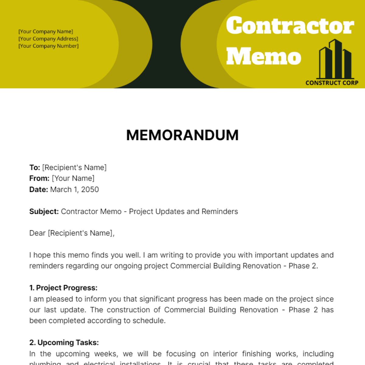 Contractor Memo - Edit Online & Download