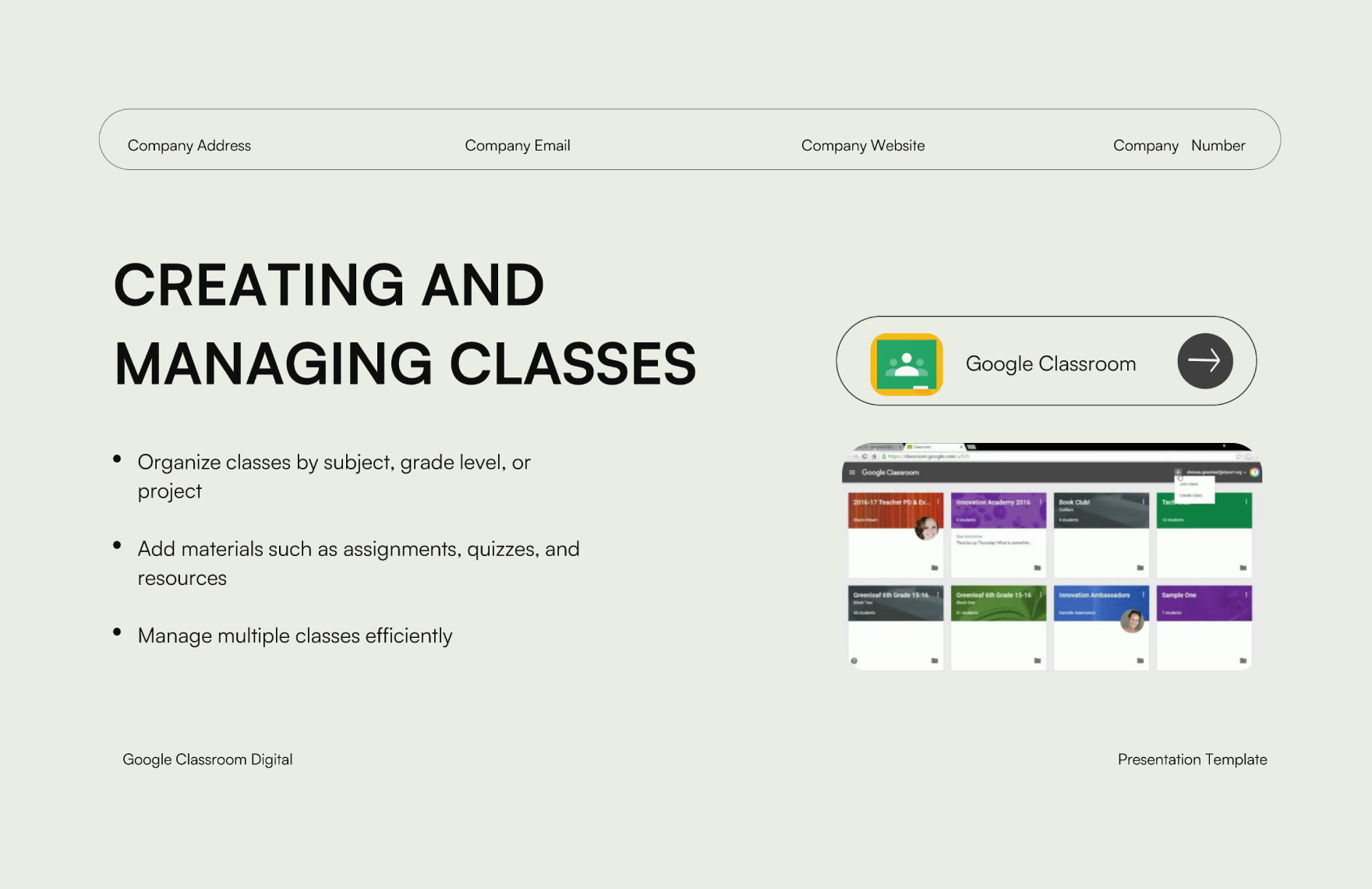 Google Classroom Digital Learning Template