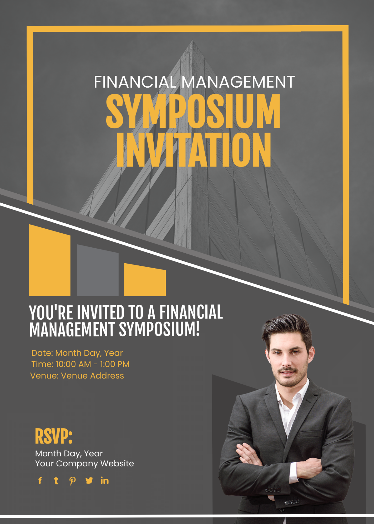 Free Financial Management Symposium Invitation Card Template