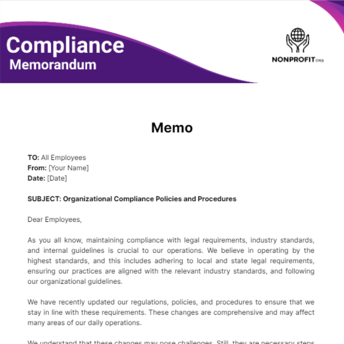 Compliance Memorandum - Edit Online & Download