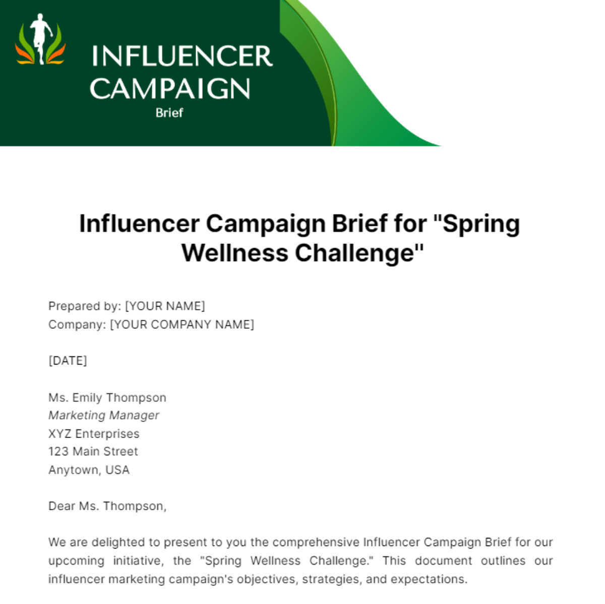 Influencer Campaign Brief Template - Edit Online & Download