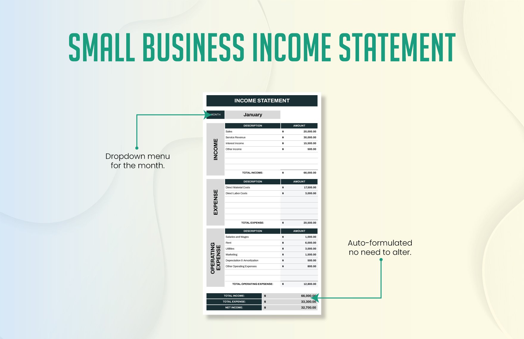Small Business Income Statement Template