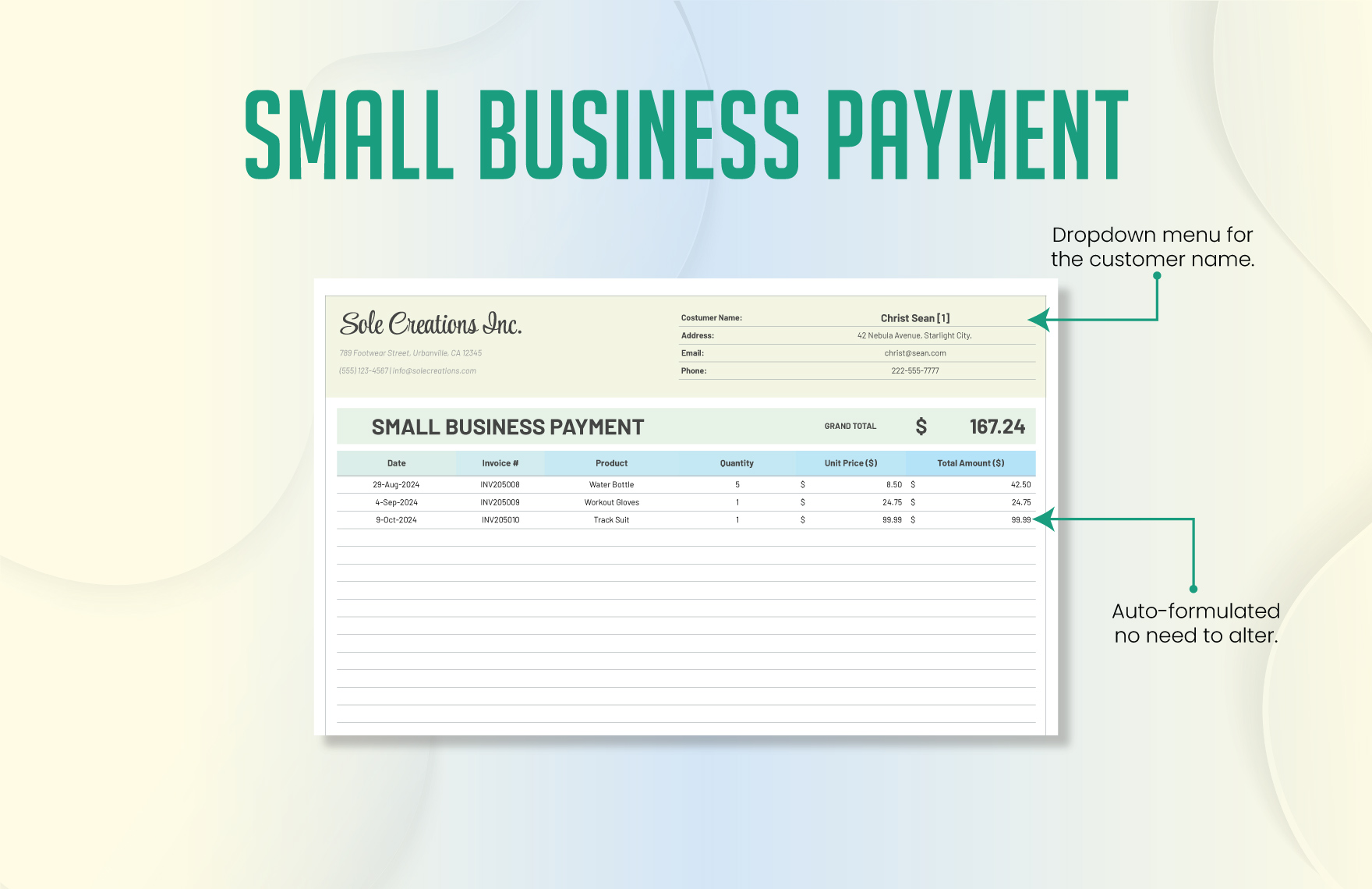 Small Business Payment Template