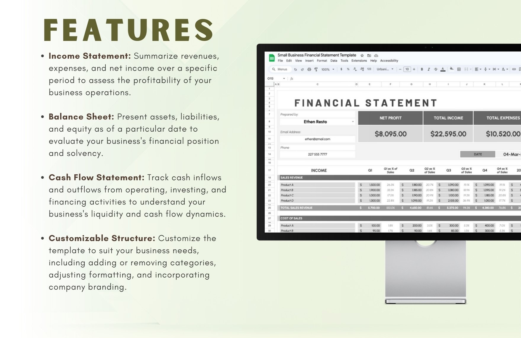Small Business Financial Statement Template