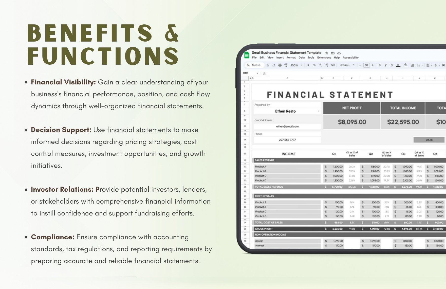 Small Business Financial Statement Template