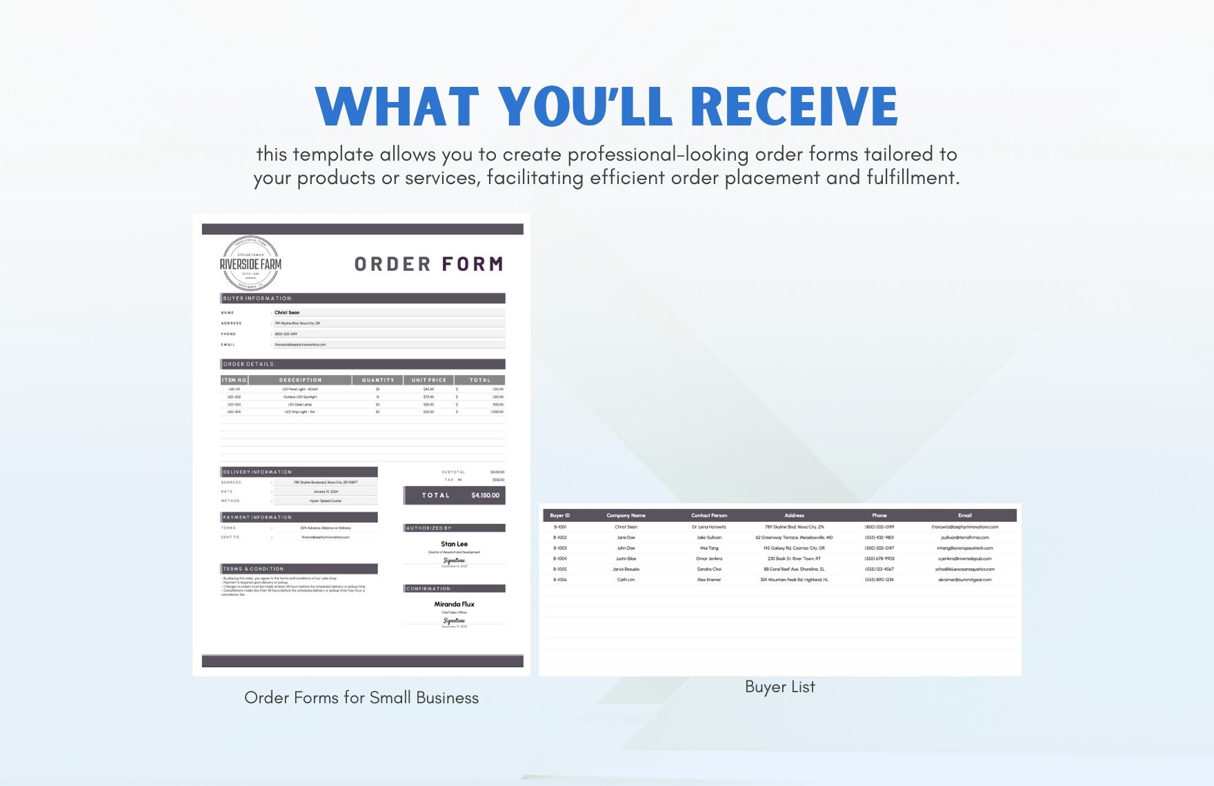 Order Forms for Small Business Template