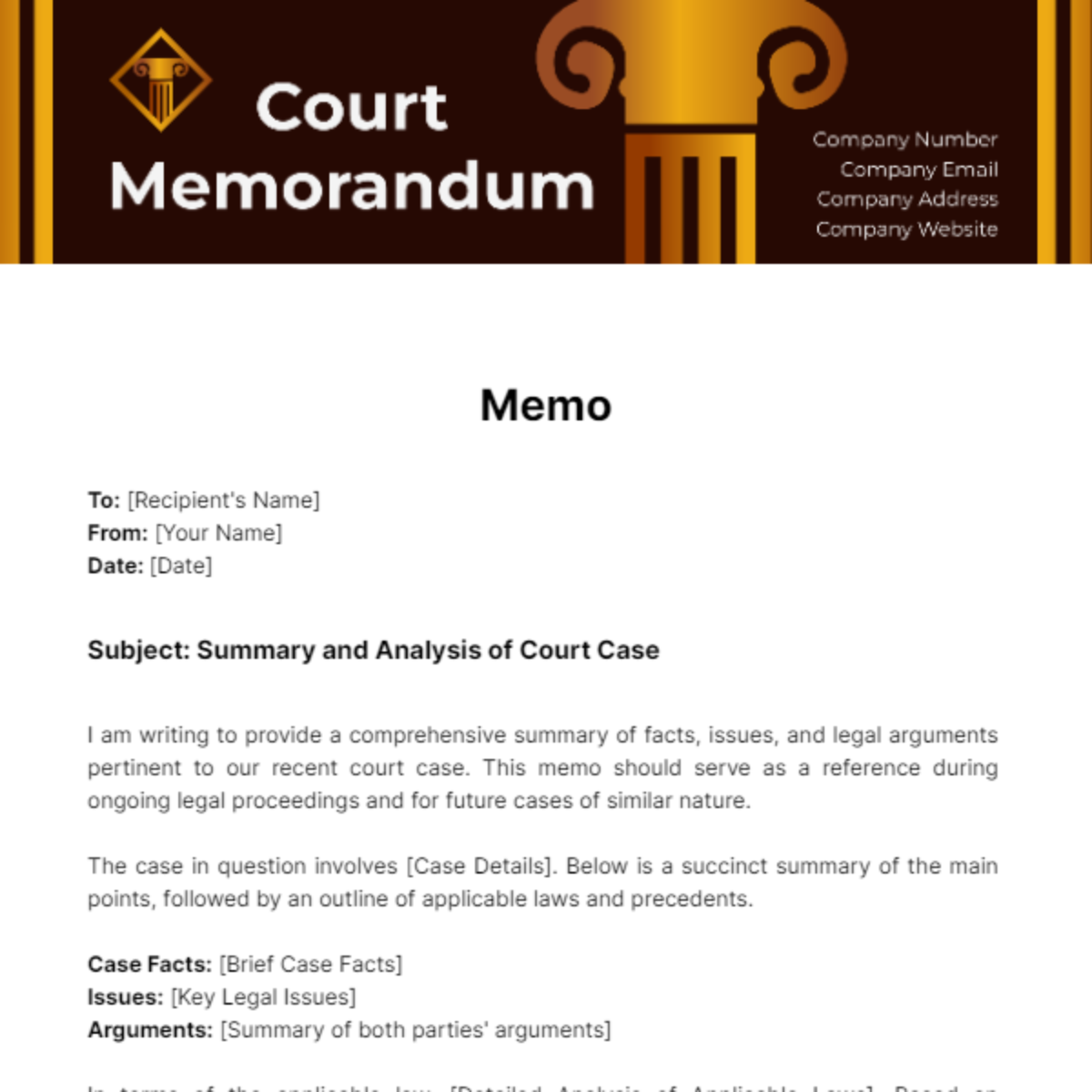 Court Memorandum - Edit Online & Download