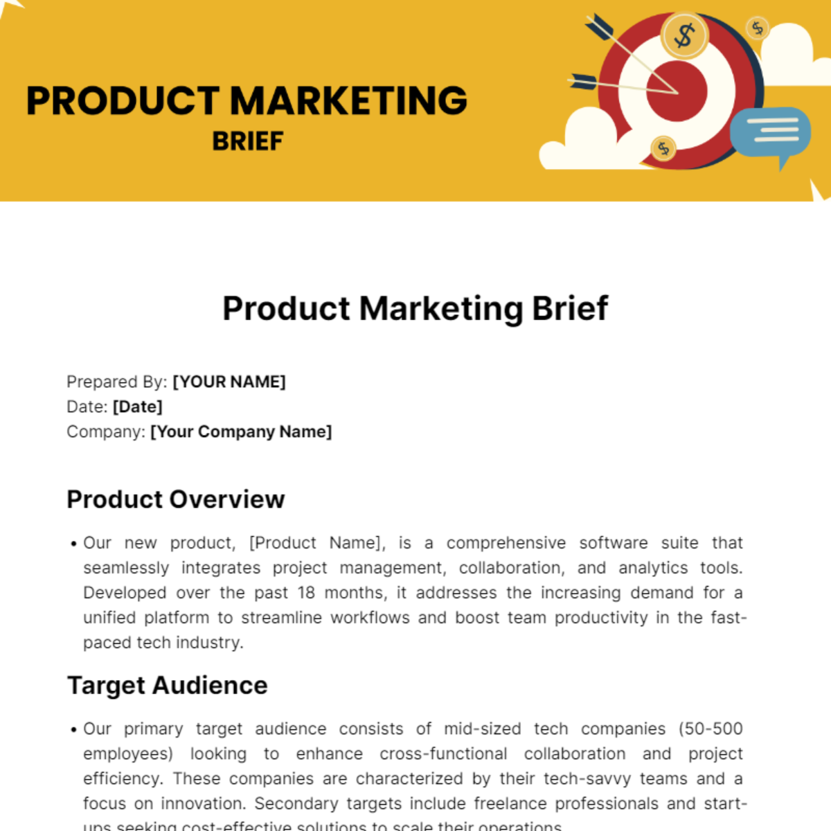 Product Marketing Brief Template - Edit Online & Download