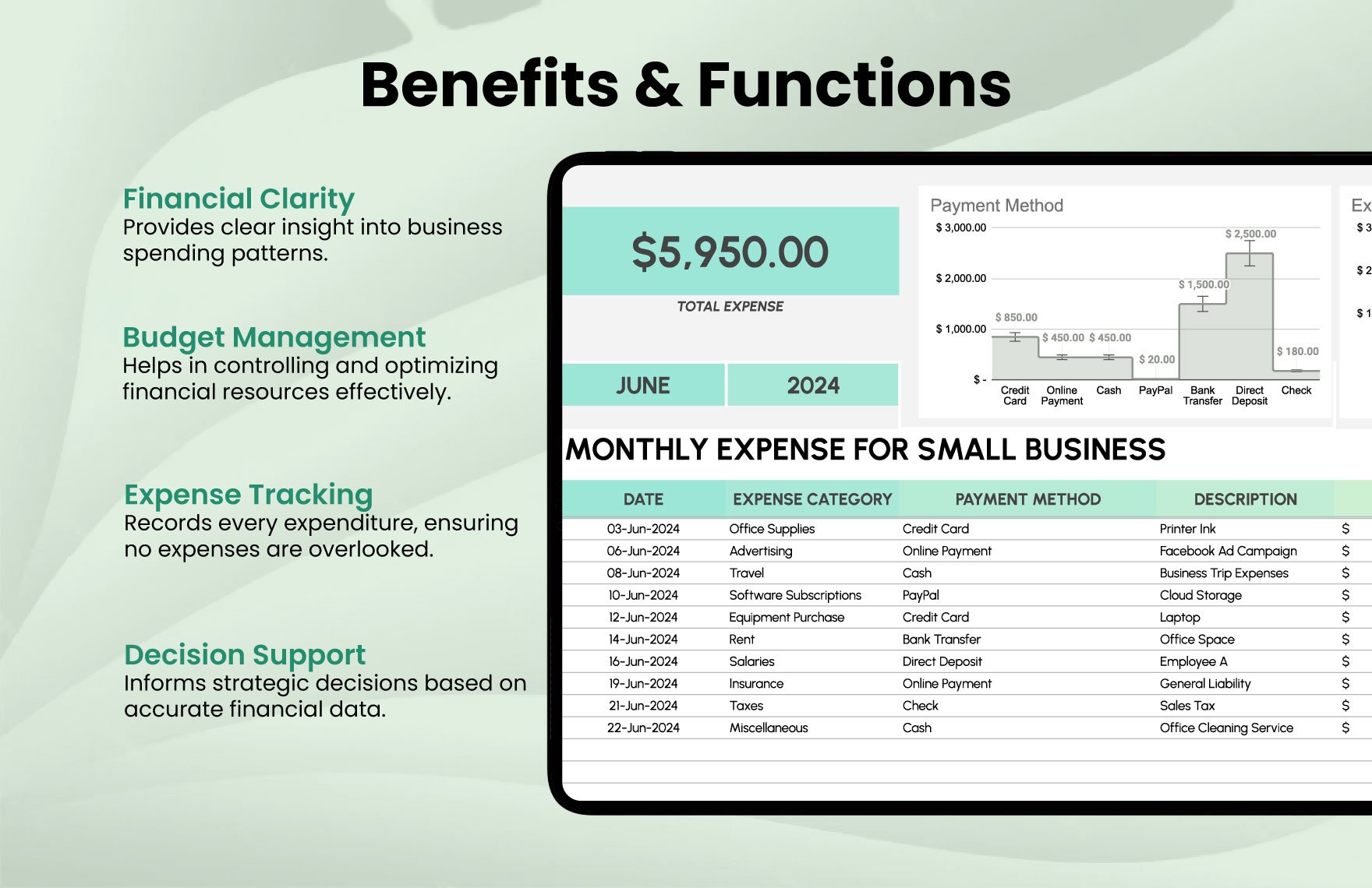 Monthly Expense for Small Business Template
