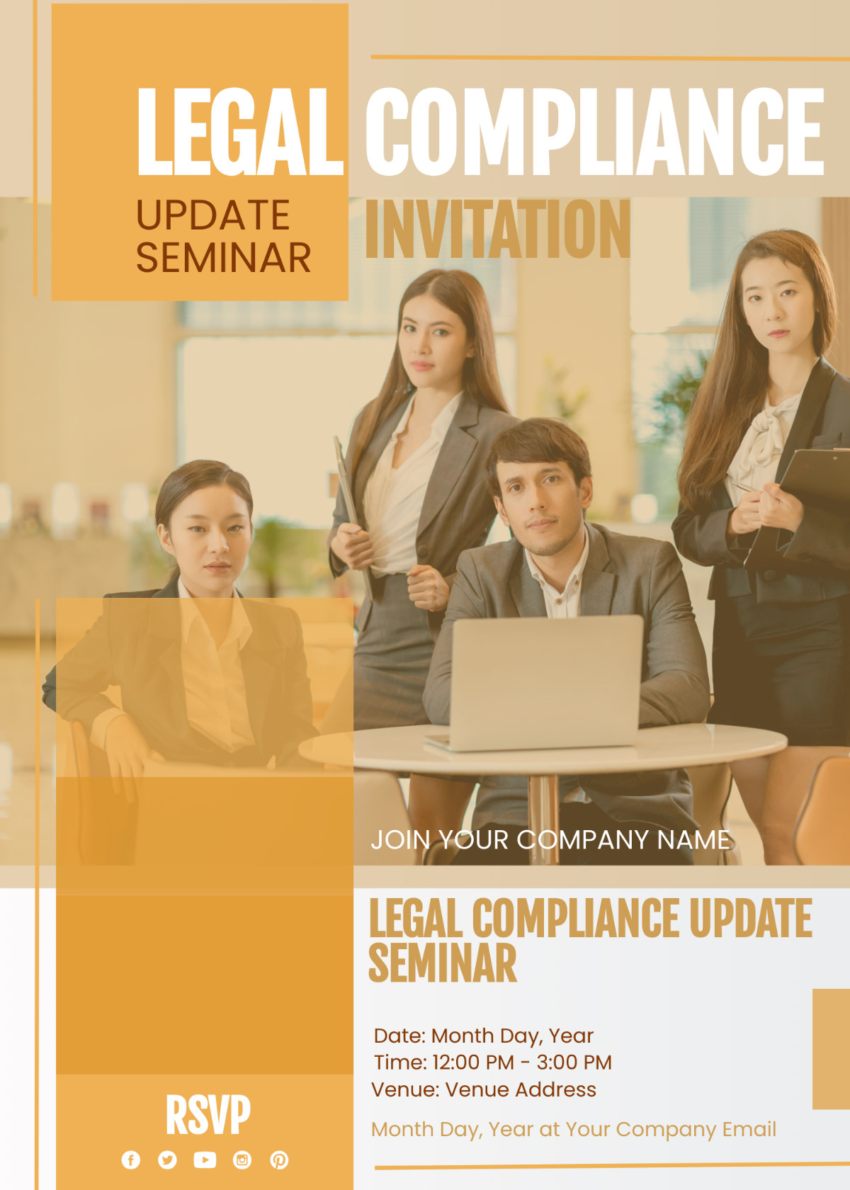 Free Legal Compliance Update Seminar Invitation Card Template