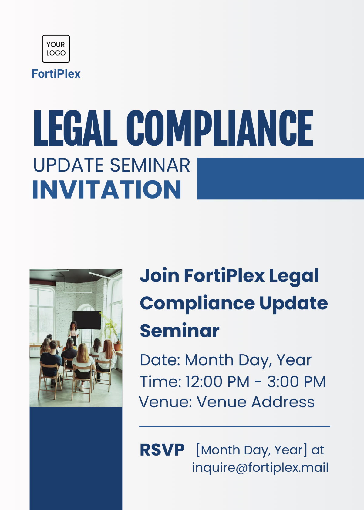 Free Legal Compliance Update Seminar Invitation Card Template