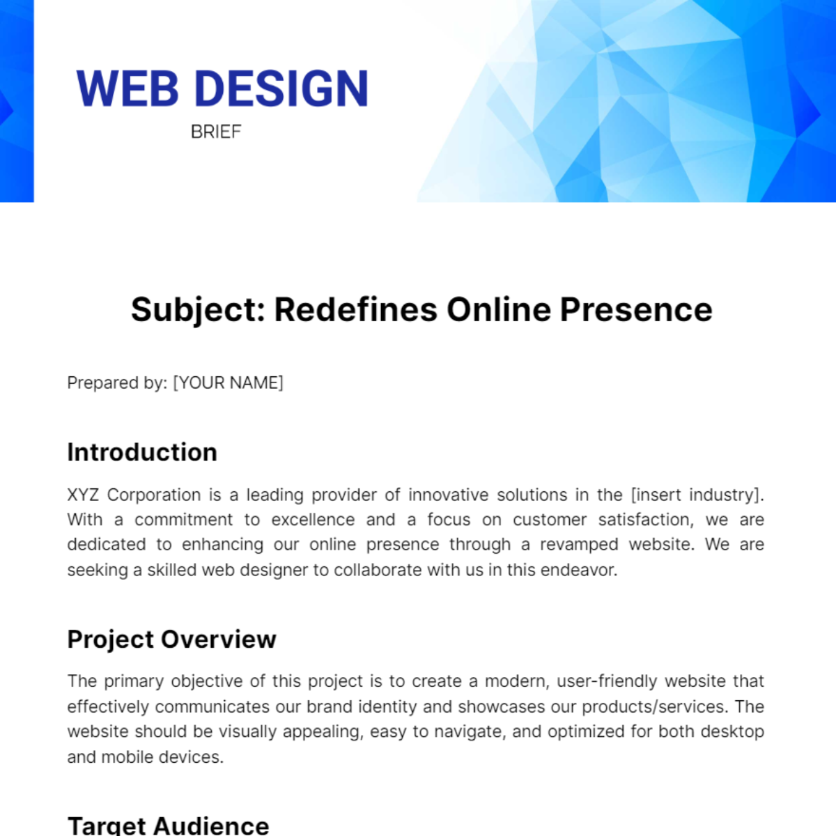 Web Design Brief Template