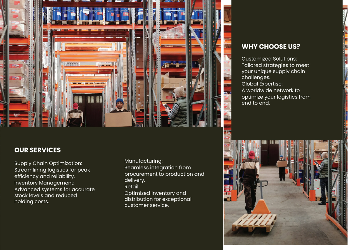Free Supply Chain Management Solutions Pamphlet Template to Edit Online
